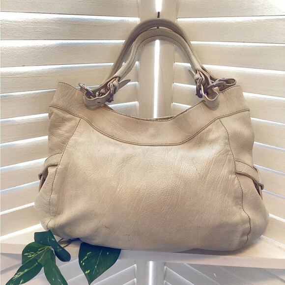 FURLA CREAM LEATHER SNAP CLOSURE SHOULDER BAG - Picture 3 of 12